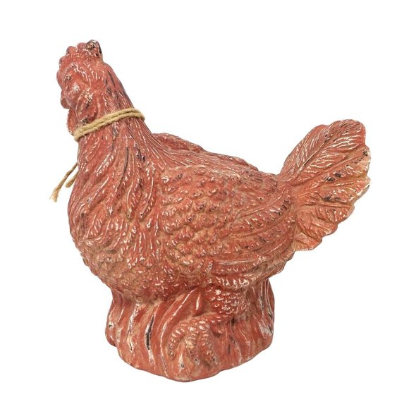 Figurine Chicken Rooster Red Distressed Ceramic Farmhouse Vintage Decor 8" Tall - Picture 5 of 9